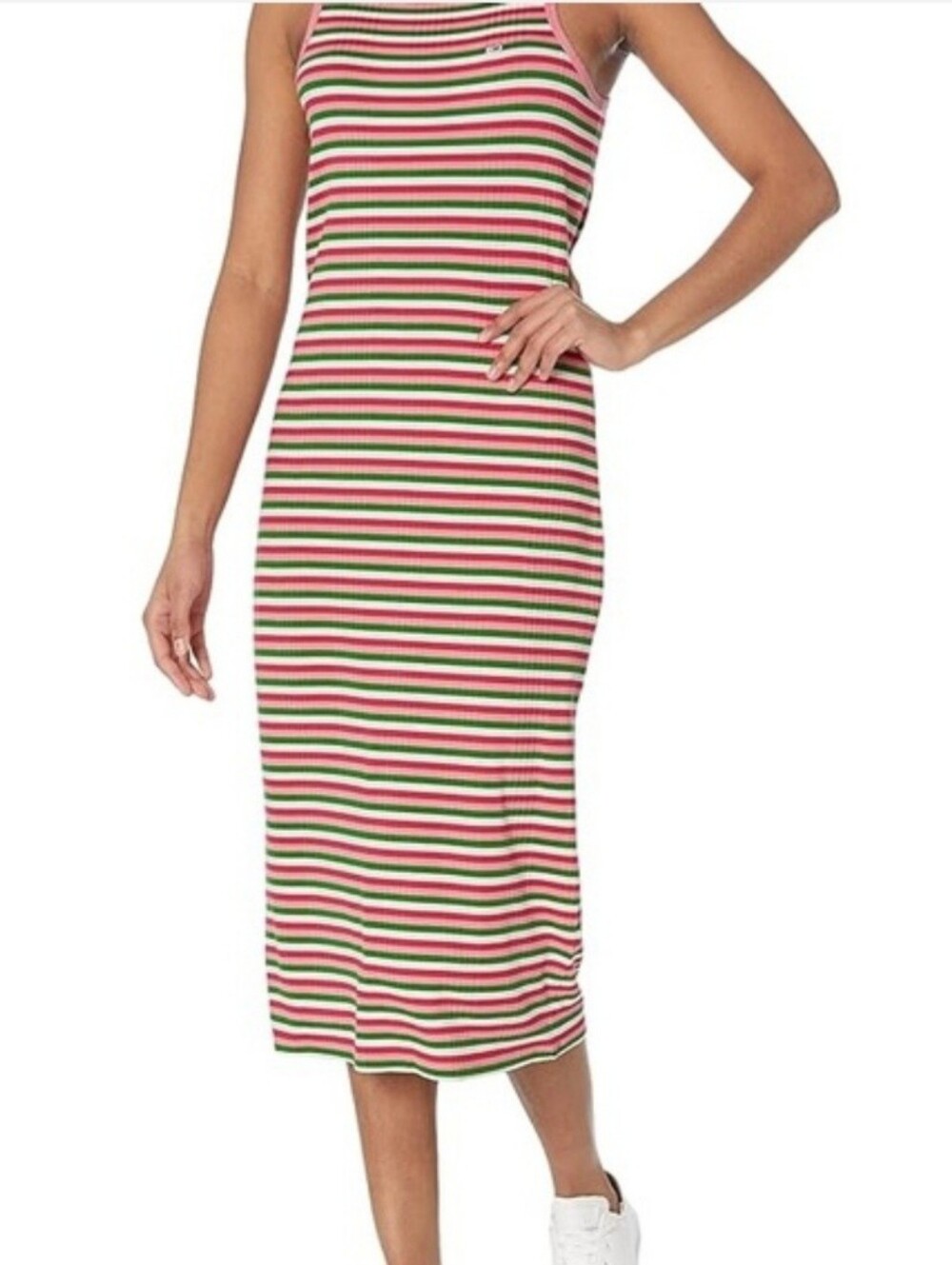 Tommy Hilfiger Midi Ribbed Striped Tank Dress, Large